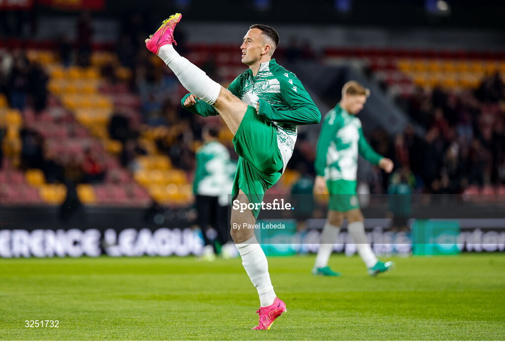 2 October 2025; Aaron McEneff of Shamrock Rovers before the UEFA Conference League 2025/26 league phase match between Sparta Praha and Shamrock Rovers at epet ARENA in Prague, Czechia. Photo by Pavel Lebeda/Sportsfile