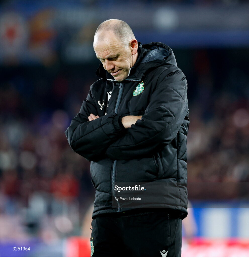 2 October 2025; Shamrock Rovers physiotherapist Tony McCarthy during the UEFA Conference League 2025/26 league phase match between Sparta Praha and Shamrock Rovers at epet ARENA in Prague, Czechia. Photo by Pavel Lebeda/Sportsfile