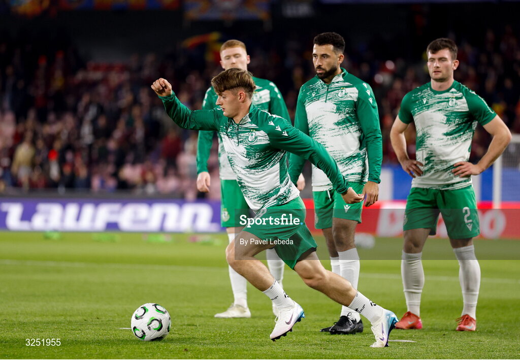 2 October 2025; John McGovern of Shamrock Rovers before the UEFA Conference League 2025/26 league phase match between Sparta Praha and Shamrock Rovers at epet ARENA in Prague, Czechia. Photo by Pavel Lebeda/Sportsfile