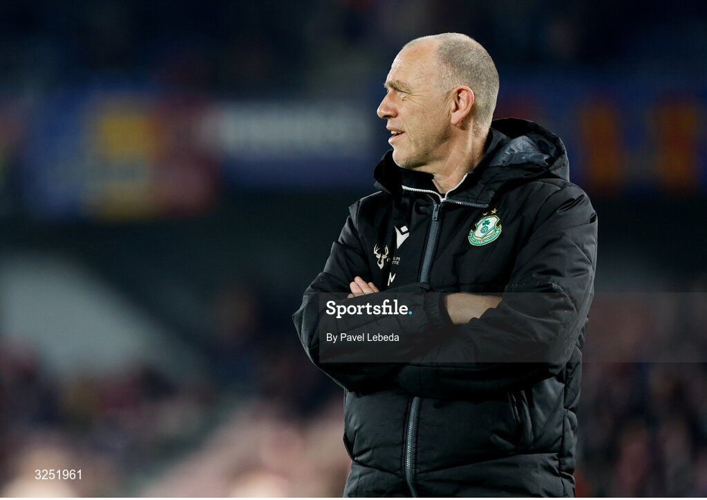 2 October 2025; Shamrock Rovers physiotherapist Tony McCarthy during the UEFA Conference League 2025/26 league phase match between Sparta Praha and Shamrock Rovers at epet ARENA in Prague, Czechia. Photo by Pavel Lebeda/Sportsfile