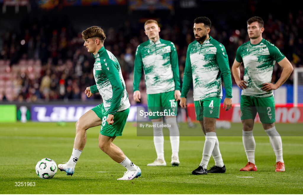 2 October 2025; John McGovern of Shamrock Rovers before the UEFA Conference League 2025/26 league phase match between Sparta Praha and Shamrock Rovers at epet ARENA in Prague, Czechia. Photo by Pavel Lebeda/Sportsfile