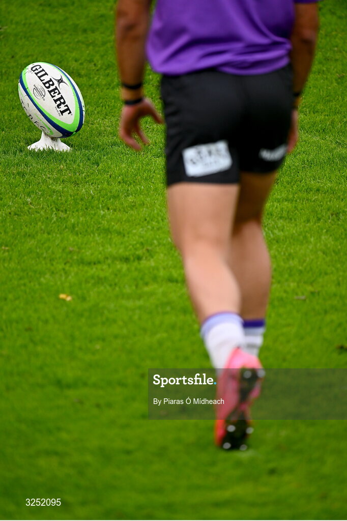 27 September 2025; A general view of a rugby ball before the Energia All-Ireland League Division 1A match between UCD and Terenure College RFC at UCD Bowl in Dublin. Photo by Piaras Ó Mídheach/Sportsfile