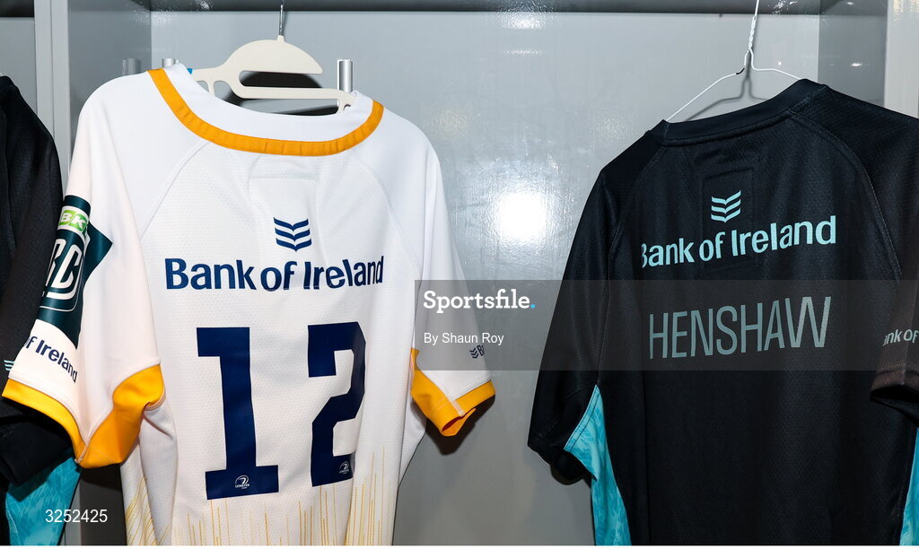 4 October 2025; The jersey of Leinster's Robbie Henshaw before the United Rugby Championship match between Vodacom Bulls and Leinster at Loftus Versfeld Stadium in Pretoria, South Africa. Photo by Shaun Roy/Sportsfile