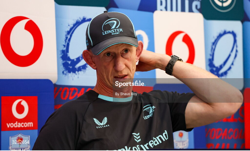 4 October 2025; Leinster head coach Leo Cullen after the United Rugby Championship match between Vodacom Bulls and Leinster at Loftus Versfeld Stadium in Pretoria, South Africa. Photo by Shaun Roy/Sportsfile