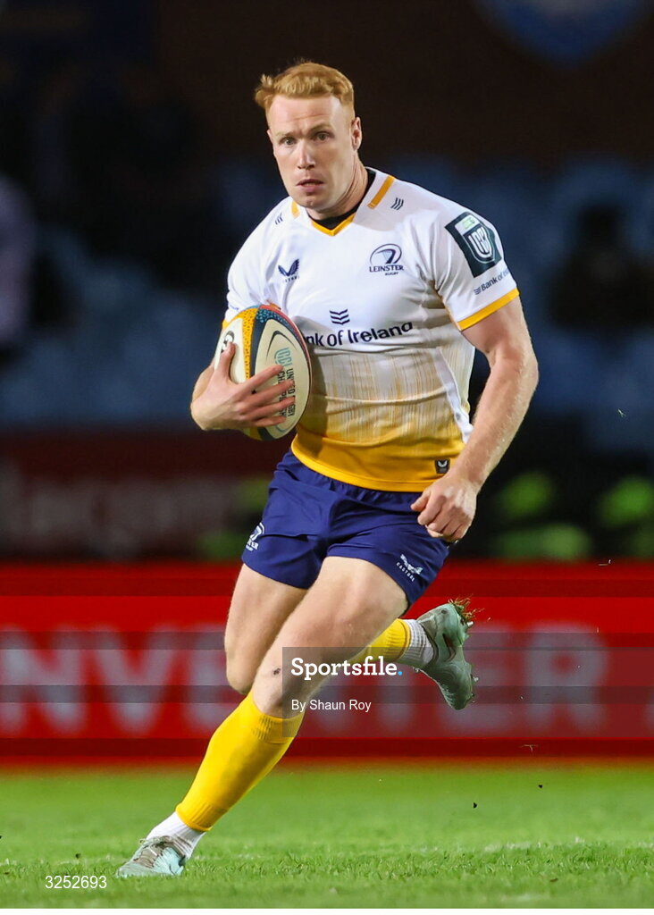 4 October 2025; Ciarán Frawley of Leinster during the United Rugby Championship match between Vodacom Bulls and Leinster at Loftus Versfeld Stadium in Pretoria, South Africa. Photo by Shaun Roy/Sportsfile