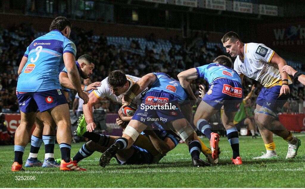 4 October 2025; Thomas Clarkson of Leinster during the United Rugby Championship match between Vodacom Bulls and Leinster at Loftus Versfeld Stadium in Pretoria, South Africa. Photo by Shaun Roy/Sportsfile