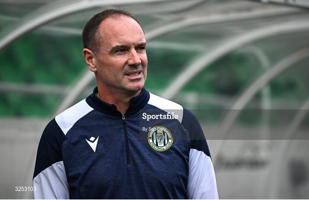 5 October 2025; Kerry FC manager Colin Healy before the Sports Direct Men’s FAI Cup semi-final match between Shamrock Rovers and Kerry FC at Tallaght Stadium in Dublin. Photo by Seb Daly/Sportsfile