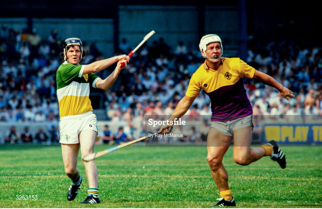8 July 1984; Mark Corrigan of Offaly in action against Pat Kenny of Wexford during the Leinster Senior Hurling Championship Final between Offaly and Wexford at Croke Park in Dublin. Photo by Ray McManus/Sportsfile