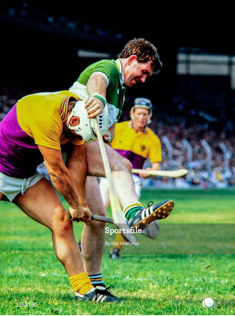 8 July 1984; Padraig Horan of Offaly tackles Pat Kenny of Wexford during the Leinster Senior Hurling Championship Final between Offaly and Wexford at Croke Park in Dublin. Photo by Ray McManus/Sportsfile