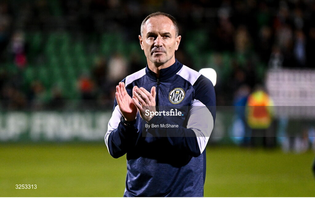 5 October 2025; Kerry FC manager Colin Healy after the Sports Direct Men’s FAI Cup semi-final match between Shamrock Rovers and Kerry FC at Tallaght Stadium in Dublin. Photo by Ben McShane/Sportsfile