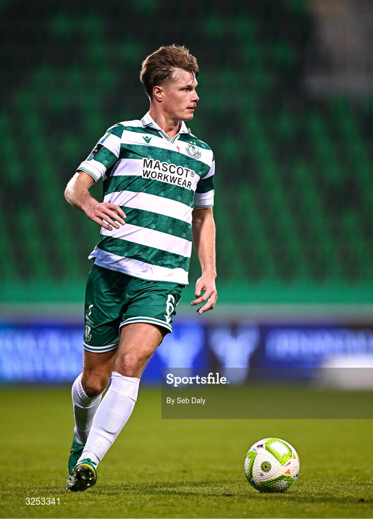 5 October 2025; Daniel Cleary of Shamrock Rovers during the Sports Direct Men’s FAI Cup semi-final match between Shamrock Rovers and Kerry FC at Tallaght Stadium in Dublin. Photo by Seb Daly/Sportsfile