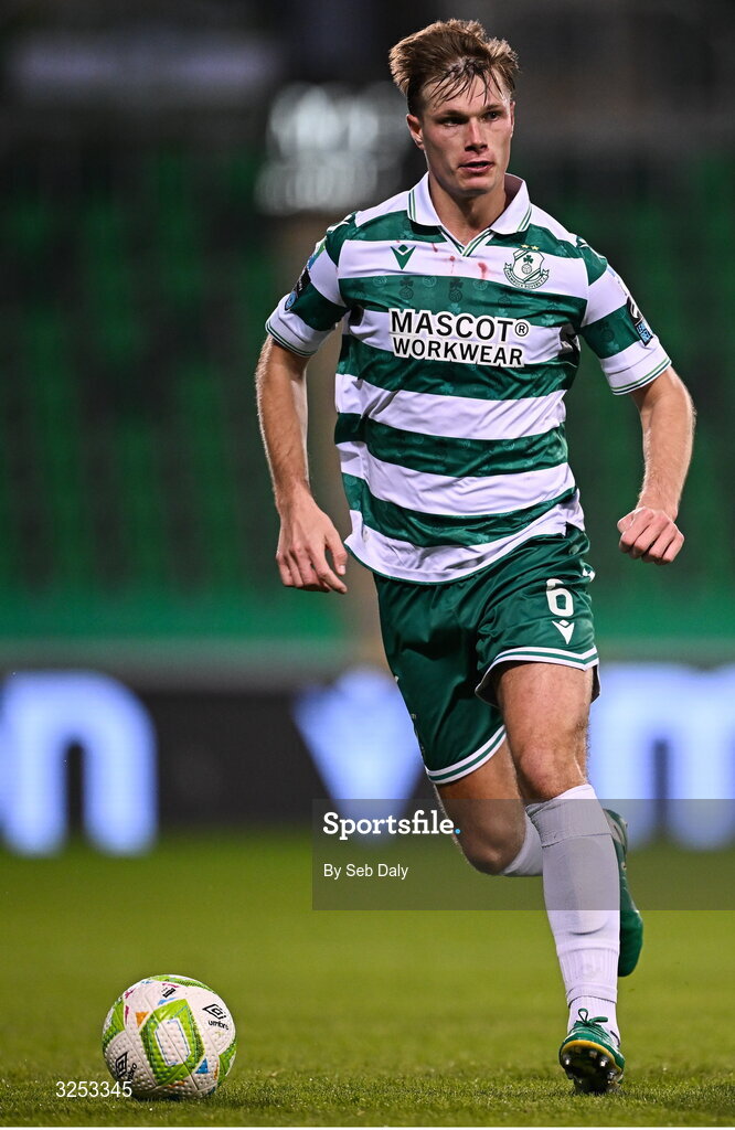 5 October 2025; Daniel Cleary of Shamrock Rovers during the Sports Direct Men’s FAI Cup semi-final match between Shamrock Rovers and Kerry FC at Tallaght Stadium in Dublin. Photo by Seb Daly/Sportsfile