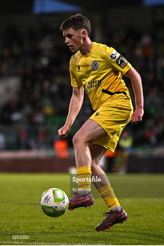 5 October 2025; Sean O'Connell of Kerry FC during the Sports Direct Men’s FAI Cup semi-final match between Shamrock Rovers and Kerry FC at Tallaght Stadium in Dublin. Photo by Seb Daly/Sportsfile