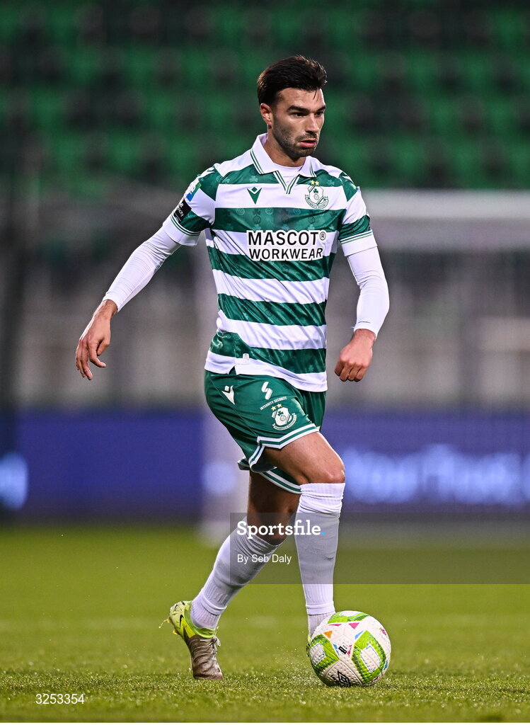 5 October 2025; Danny Mandroiu of Shamrock Rovers during the Sports Direct Men’s FAI Cup semi-final match between Shamrock Rovers and Kerry FC at Tallaght Stadium in Dublin. Photo by Seb Daly/Sportsfile