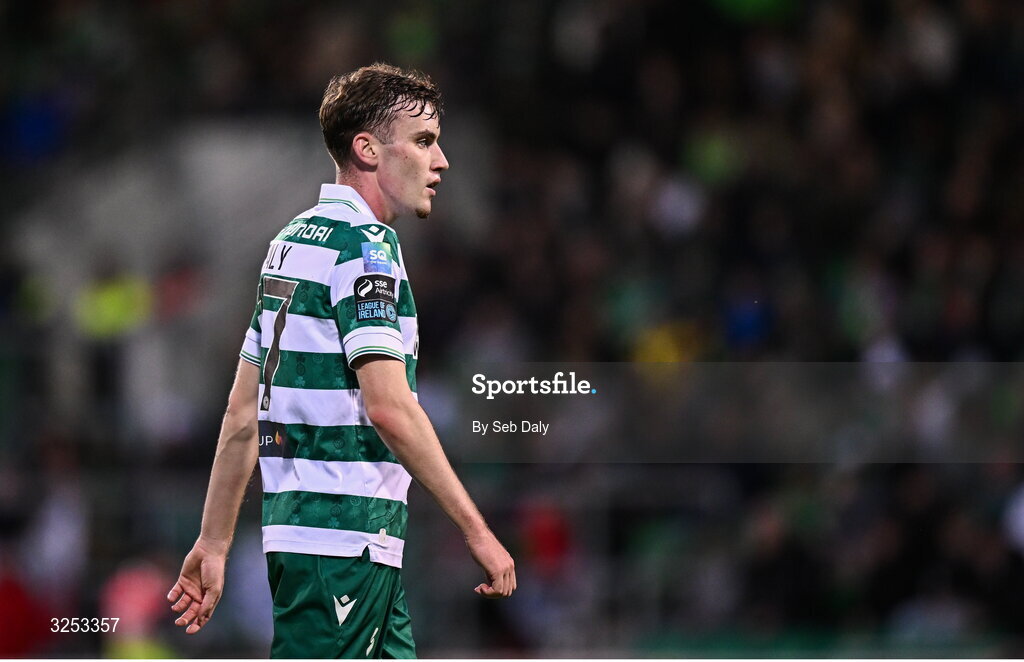 5 October 2025; Matt Healy of Shamrock Rovers during the Sports Direct Men’s FAI Cup semi-final match between Shamrock Rovers and Kerry FC at Tallaght Stadium in Dublin. Photo by Seb Daly/Sportsfile