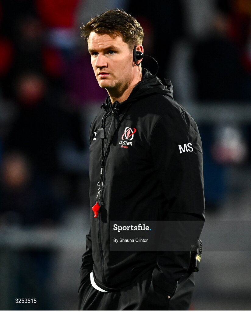 26 September 2025; Ulster assistant coach Mark Sexton before the United Rugby Championship match between Ulster and Dragons at Affidea Stadium in Belfast. Photo by Shauna Clinton/Sportsfile