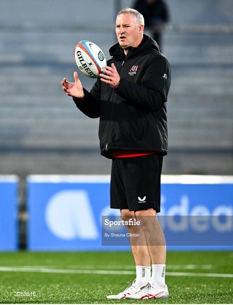 26 September 2025; Ulster assistant coach Jimmy Duffy before the United Rugby Championship match between Ulster and Dragons at Affidea Stadium in Belfast. Photo by Shauna Clinton/Sportsfile