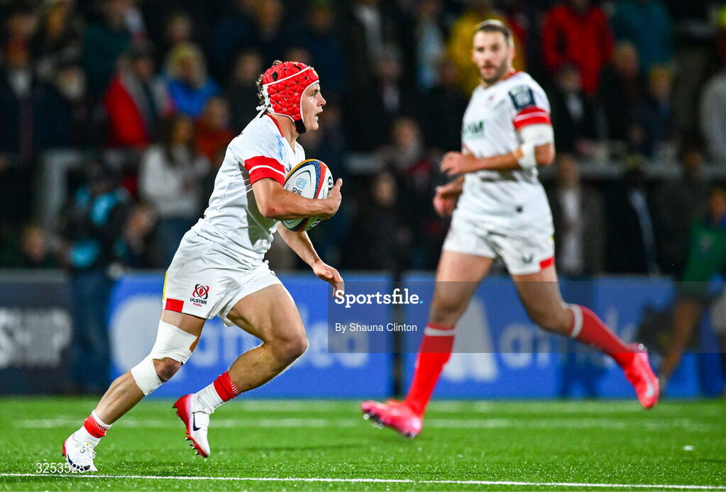 26 September 2025; Michael Lowry of Ulster during the United Rugby Championship match between Ulster and Dragons at Affidea Stadium in Belfast. Photo by Shauna Clinton/Sportsfile