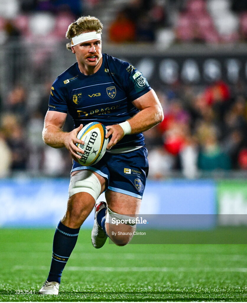 26 September 2025; Aaron Wainwright of Dragons during the United Rugby Championship match between Ulster and Dragons at Affidea Stadium in Belfast. Photo by Shauna Clinton/Sportsfile