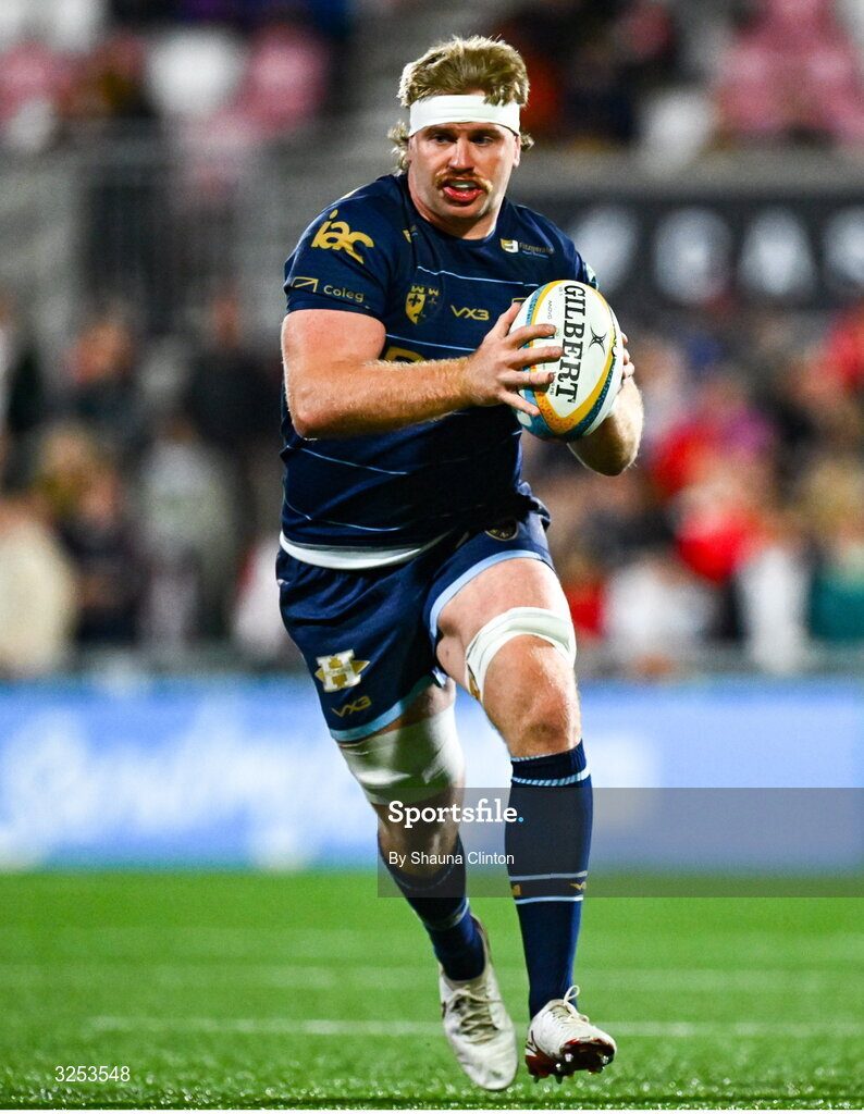 26 September 2025; Aaron Wainwright of Dragons during the United Rugby Championship match between Ulster and Dragons at Affidea Stadium in Belfast. Photo by Shauna Clinton/Sportsfile