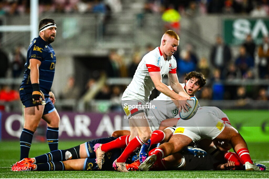 26 September 2025; Nathan Doak of Ulster during the United Rugby Championship match between Ulster and Dragons at Affidea Stadium in Belfast. Photo by Shauna Clinton/Sportsfile