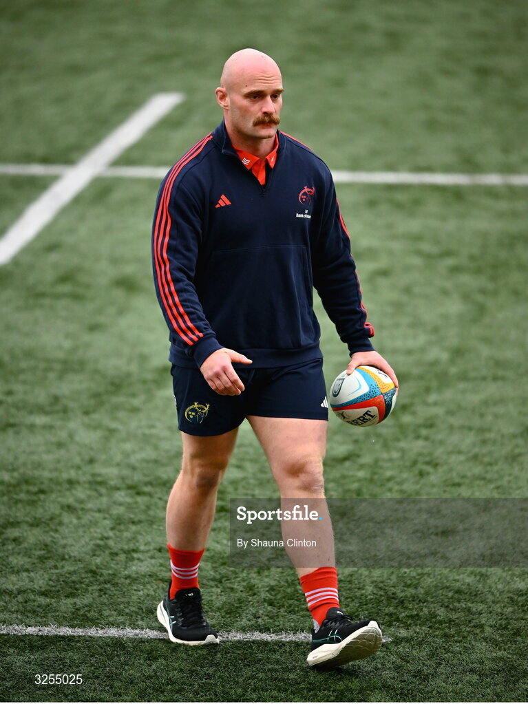 10 October 2025; Oli Jager of Munster before the United Rugby Championship match between Munster and Edinburgh at Virgin Media Park in Cork. Photo by Shauna Clinton/Sportsfile
