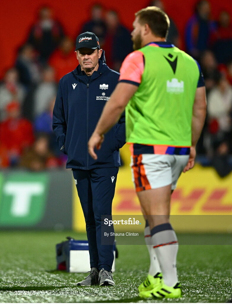 10 October 2025; Edinburgh head coach Sean Everitt before the United Rugby Championship match between Munster and Edinburgh at Virgin Media Park in Cork. Photo by Shauna Clinton/Sportsfile