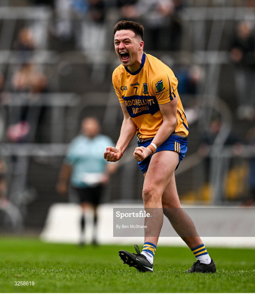 12 October 2025; Jamie O'Shea of Summerhill celebrates at the final whistle of the Meath County Senior Club Football Championship final match between Ratoath and Summerhill at Páirc Tailteann in Navan, Meath. Photo by Ben McShane/Sportsfile