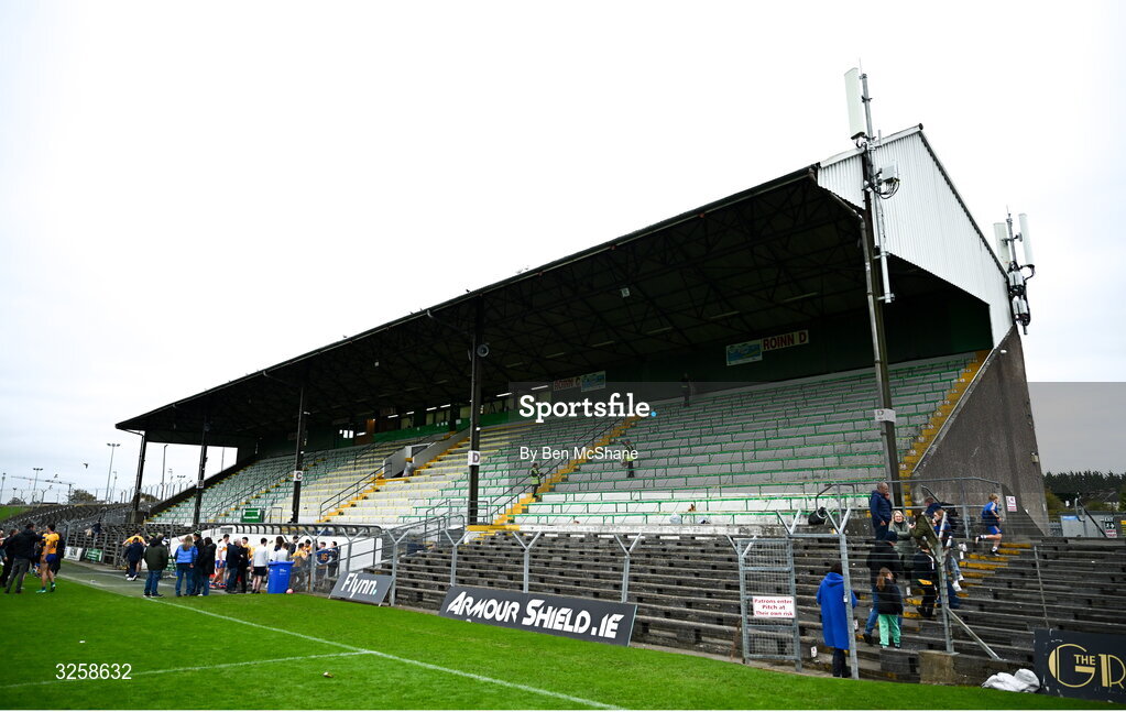 12 October 2025; A general view of the main stand after the Meath County Senior Club Football Championship final match between Ratoath and Summerhill at Páirc Tailteann in Navan, Meath. Photo by Ben McShane/Sportsfile
