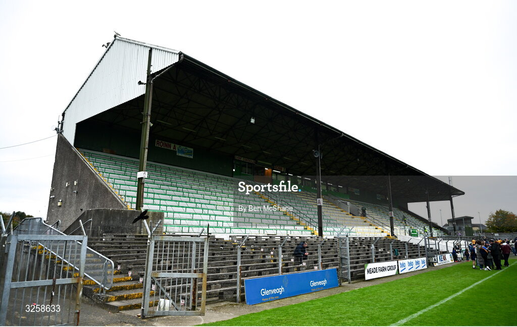12 October 2025; A general view of the main stand after the Meath County Senior Club Football Championship final match between Ratoath and Summerhill at Páirc Tailteann in Navan, Meath. Photo by Ben McShane/Sportsfile