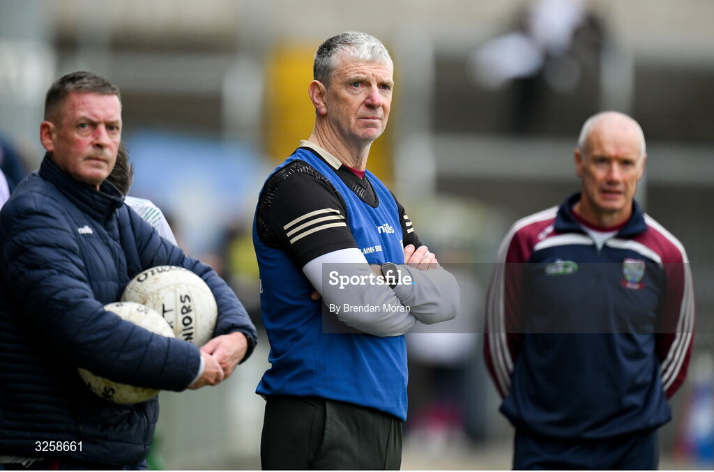 12 October 2025; Portarlington manager Pat Roe during the Laois County Senior Club Football Championship final match between Courtwood and Portarlington at Laois Hire O'Moore Park in Portlaoise, Laois. Photo by Brendan Moran/Sportsfile