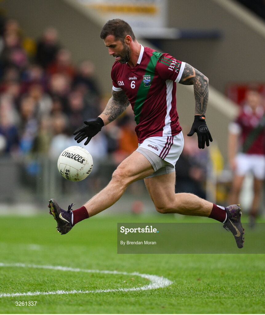 12 October 2025; Jason Moore of Portarlington during the Laois County Senior Club Football Championship final match between Courtwood and Portarlington at Laois Hire O'Moore Park in Portlaoise, Laois. Photo by Brendan Moran/Sportsfile