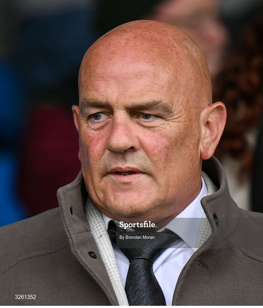 12 October 2025; Laois County Board chairman PJ Kelly before the Laois County Senior Club Football Championship final match between Courtwood and Portarlington at Laois Hire O'Moore Park in Portlaoise, Laois. Photo by Brendan Moran/Sportsfile