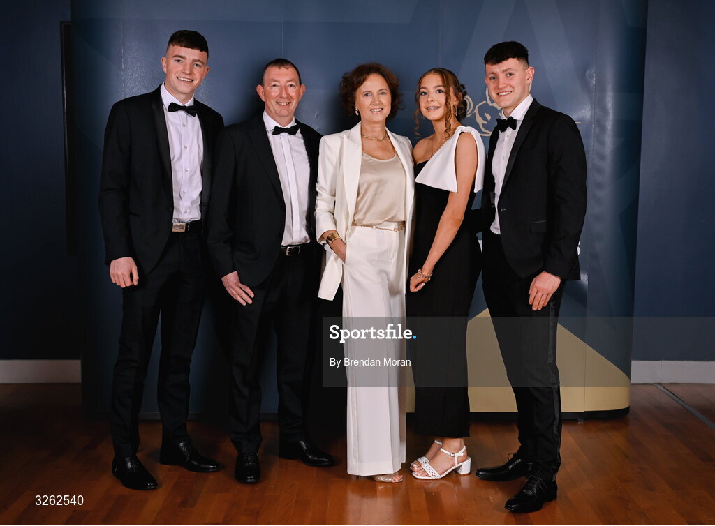 17 October 2025; Attendees, from left, Sean Canning, Frank Canning, Fiona Canning, Katie Canning and Eoin Canning upon arrival at the GAA Champion 15 Awards ceremony at Croke Park in Dublin. Photo by Brendan Moran/Sportsfile