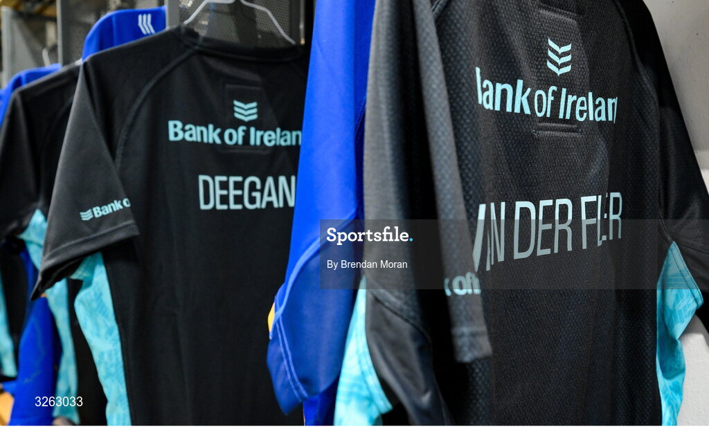 18 October 2025; The kit of captain Josh van der Flier in the Leinster dressingroom before the United Rugby Championship match between Leinster and Munster at Croke Park in Dublin. Photo by Brendan Moran/Sportsfile