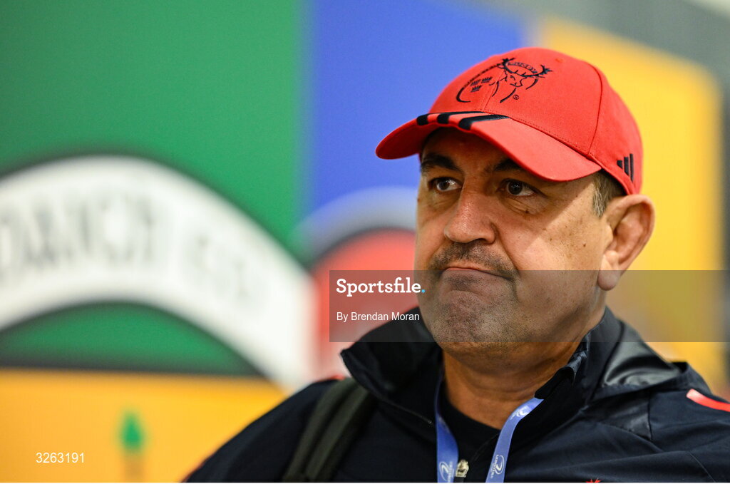 18 October 2025; Munster head coach Clayton McMillan before the United Rugby Championship match between Leinster and Munster at Croke Park in Dublin. Photo by Brendan Moran/Sportsfile