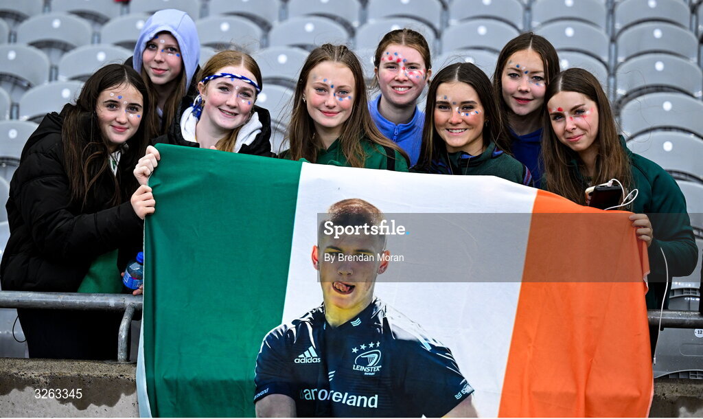 18 October 2025; Leinster supporters before the United Rugby Championship match between Leinster and Munster at Croke Park in Dublin. Photo by Brendan Moran/Sportsfile