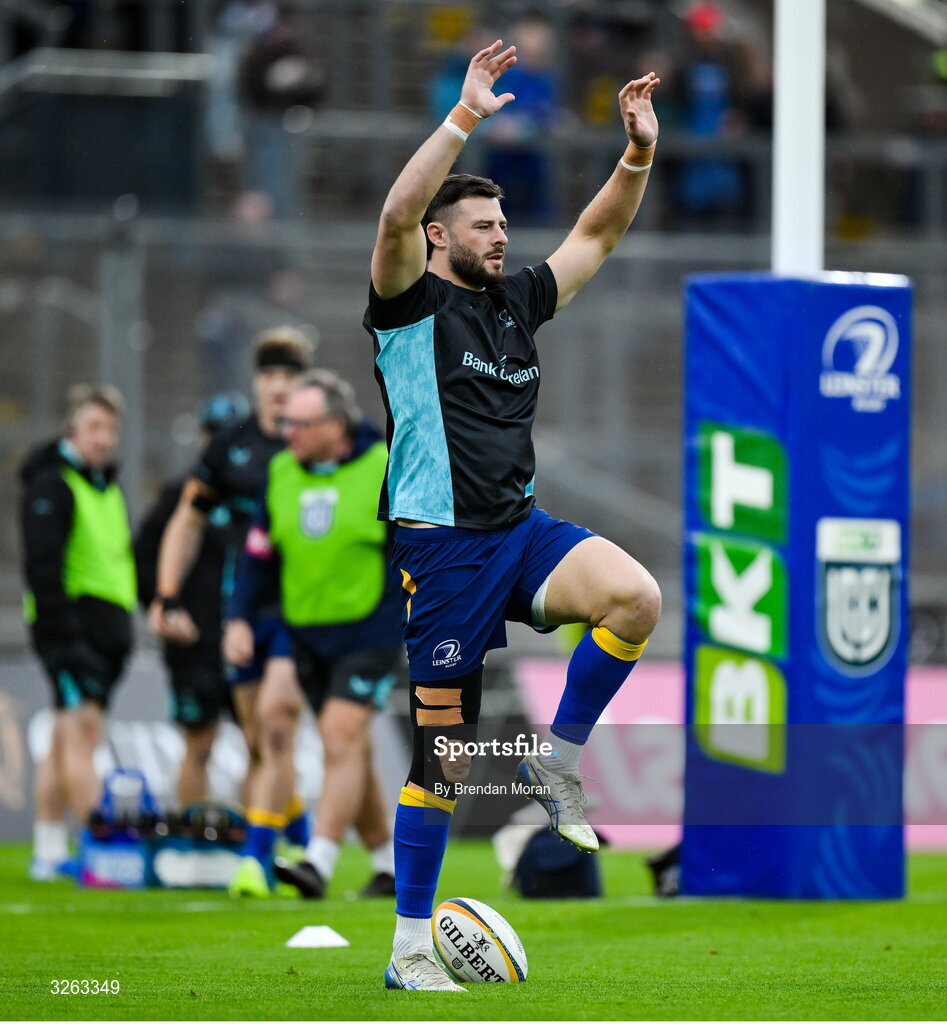 18 October 2025; Robbie Henshaw of Leinster before the United Rugby Championship match between Leinster and Munster at Croke Park in Dublin. Photo by Brendan Moran/Sportsfile