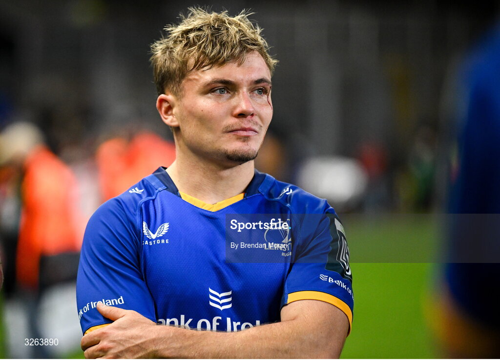 18 October 2025; Fintan Gunne of Leinster after the United Rugby Championship match between Leinster and Munster at Croke Park in Dublin. Photo by Brendan Moran/Sportsfile