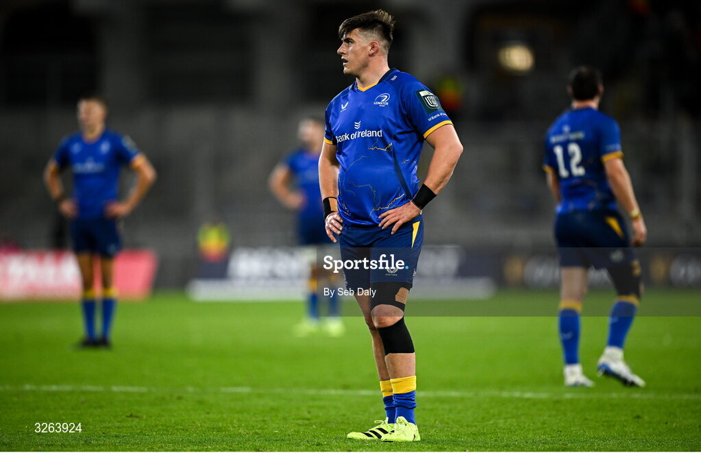 18 October 2025; Dan Sheehan of Leinster during the United Rugby Championship match between Leinster and Munster at Croke Park in Dublin. Photo by Seb Daly/Sportsfile