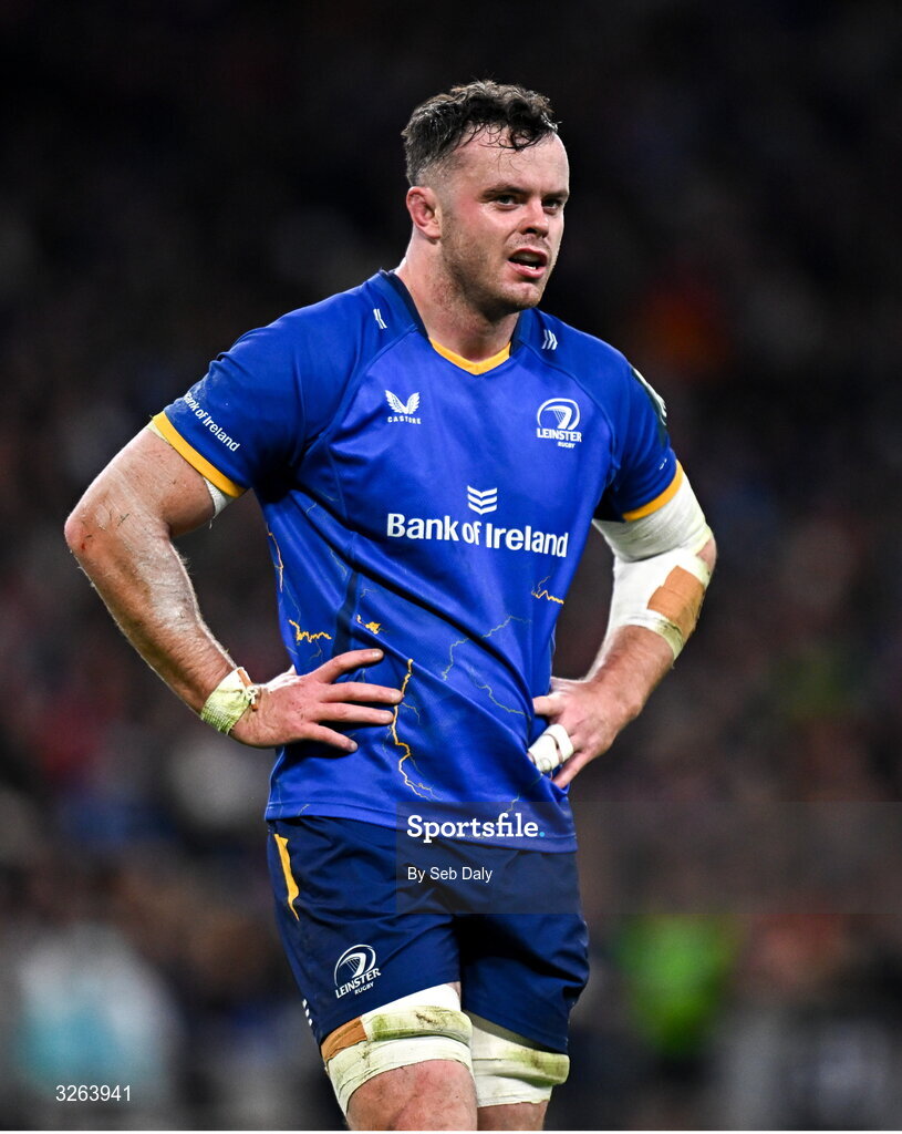18 October 2025; James Ryan of Leinster during the United Rugby Championship match between Leinster and Munster at Croke Park in Dublin. Photo by Seb Daly/Sportsfile