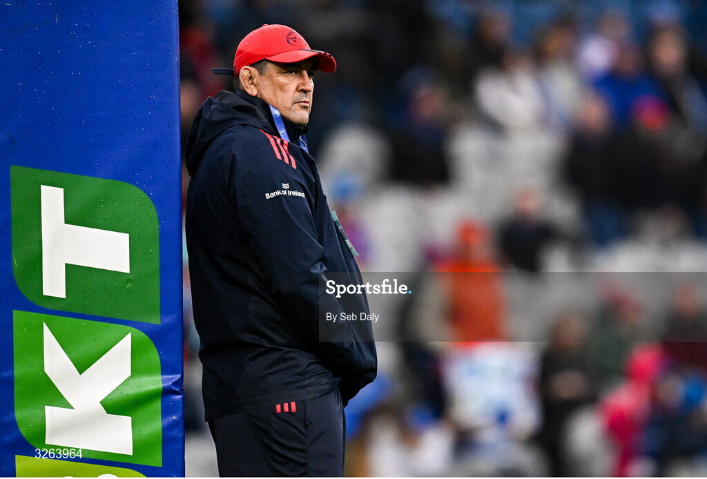 18 October 2025; Munster head coach Clayton McMillan Clayton McMillan before the United Rugby Championship match between Leinster and Munster at Croke Park in Dublin. Photo by Seb Daly/Sportsfile