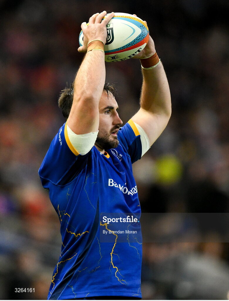 18 October 2025; Rónan Kelleher of Leinster during the United Rugby Championship match between Leinster and Munster at Croke Park in Dublin. Photo by Brendan Moran/Sportsfile