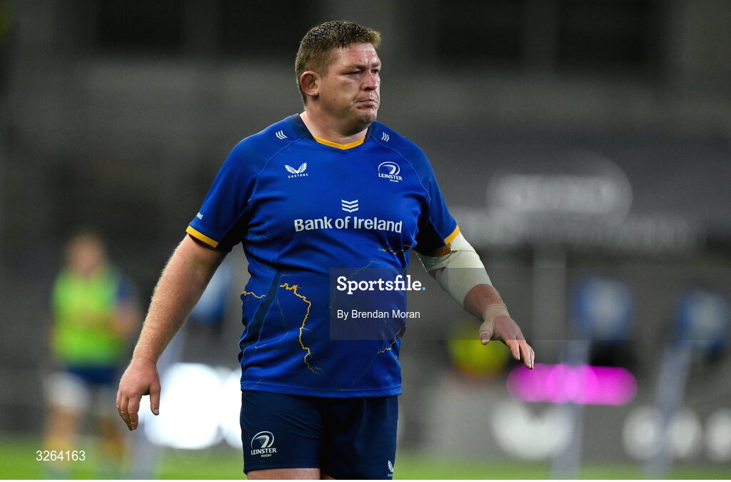 18 October 2025; Tadhg Furlong of Leinster during the United Rugby Championship match between Leinster and Munster at Croke Park in Dublin. Photo by Brendan Moran/Sportsfile