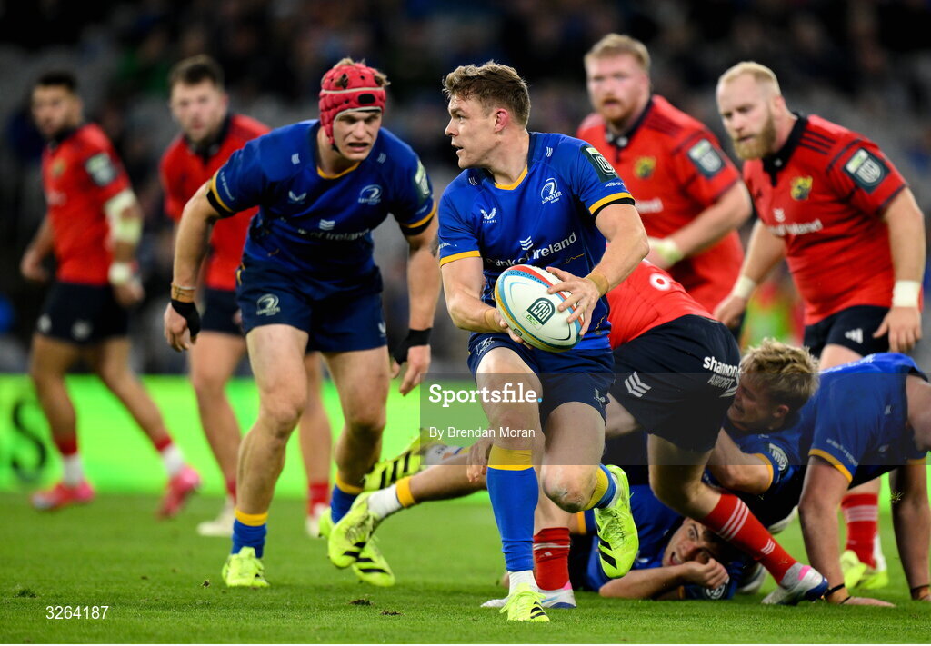 18 October 2025; Garry Ringrose of Leinster during the United Rugby Championship match between Leinster and Munster at Croke Park in Dublin. Photo by Brendan Moran/Sportsfile