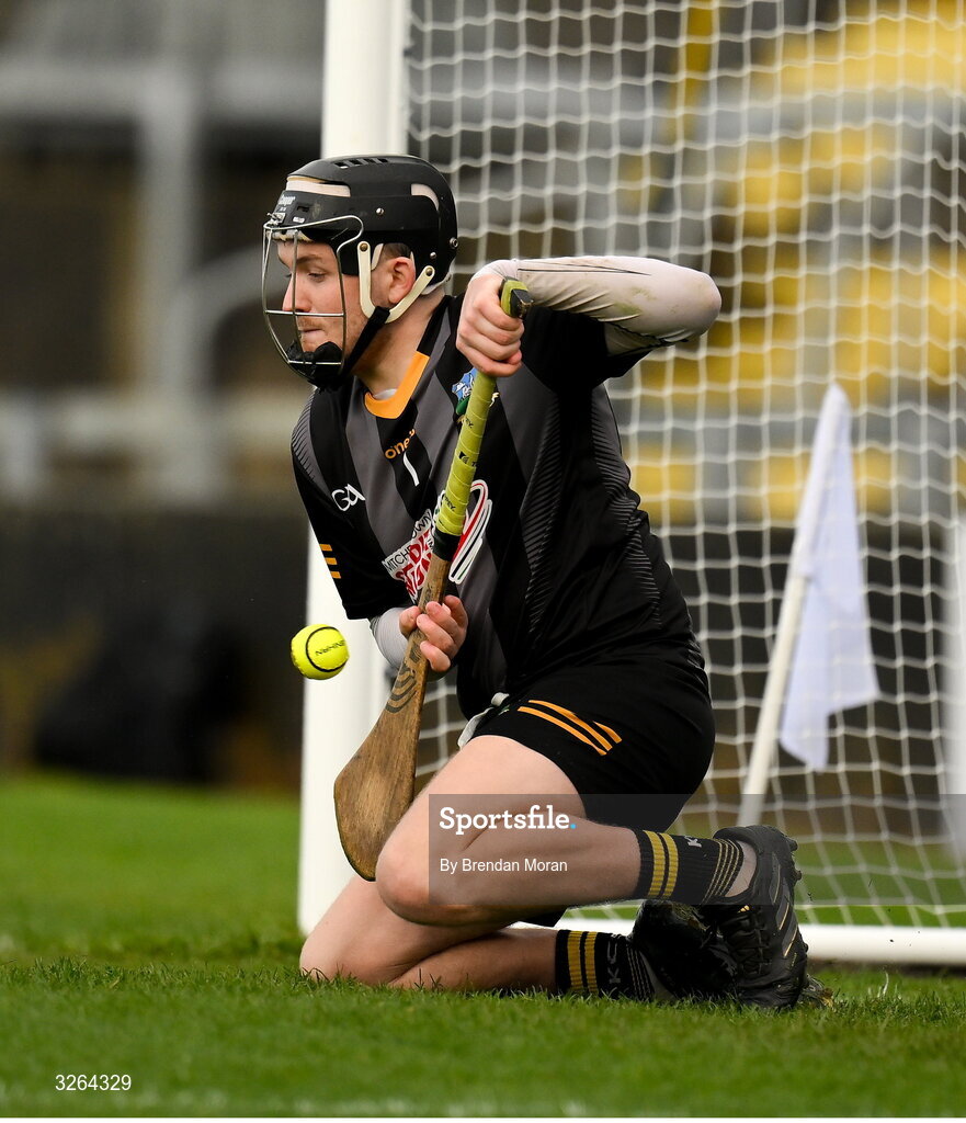 19 October 2025; Garryspillane goalkeeper Adam Sheehan makes a save during the penalty shoot out in the Limerick Premier Intermediate Hurling final match between Garryspilane and Effin at TUS Gaelic Grounds in Limerick. Photo by Brendan Moran/Sportsfile