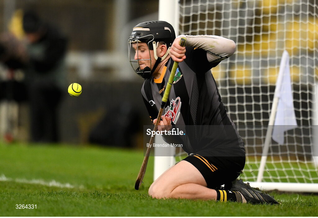 19 October 2025; Garryspillane goalkeeper Adam Sheehan makes a save during the penalty shoot out in the Limerick Premier Intermediate Hurling final match between Garryspilane and Effin at TUS Gaelic Grounds in Limerick. Photo by Brendan Moran/Sportsfile