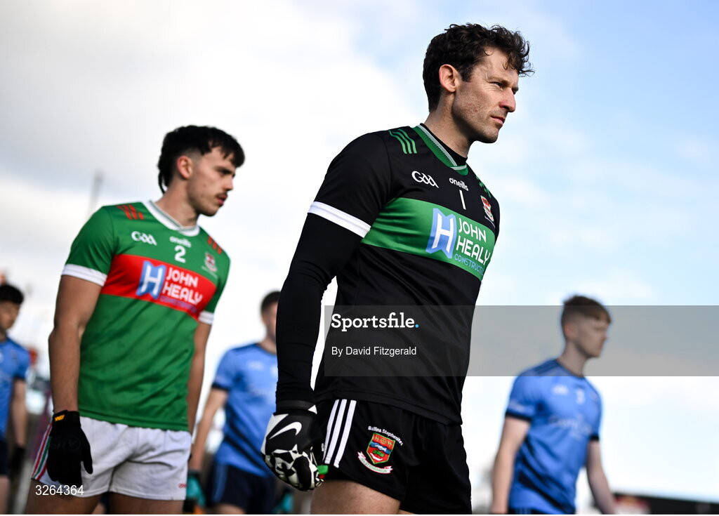 19 October 2025; Ballina Stephenites goalkeeper David Clarke during the parade before the Mayo County Senior Club Football Championship final match between Ballina Stephenites and Westport at Hastings Insurance MacHale Park in Castlebar, Mayo. Photo by David Fitzgerald/Sportsfile
