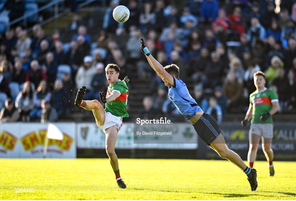 19 October 2025; Ciaran Treacy of Ballina Stephenites in action against Brian McDermott of Westport during the Mayo County Senior Club Football Championship final match between Ballina Stephenites and Westport at Hastings Insurance MacHale Park in Castlebar, Mayo. Photo by David Fitzgerald/Sportsfile