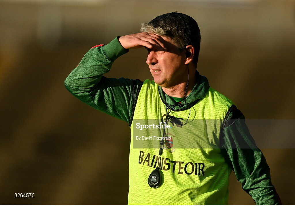 19 October 2025; Ballina Stephenites manager Niall Heffernan during the Mayo County Senior Club Football Championship final match between Ballina Stephenites and Westport at Hastings Insurance MacHale Park in Castlebar, Mayo. Photo by David Fitzgerald/Sportsfile